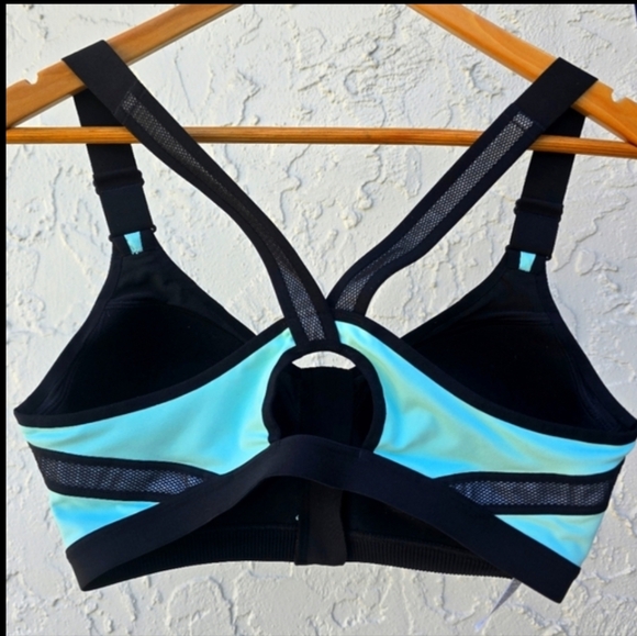VSX Teal and Black Sports Bra with Zipper - Picture 9 of 9